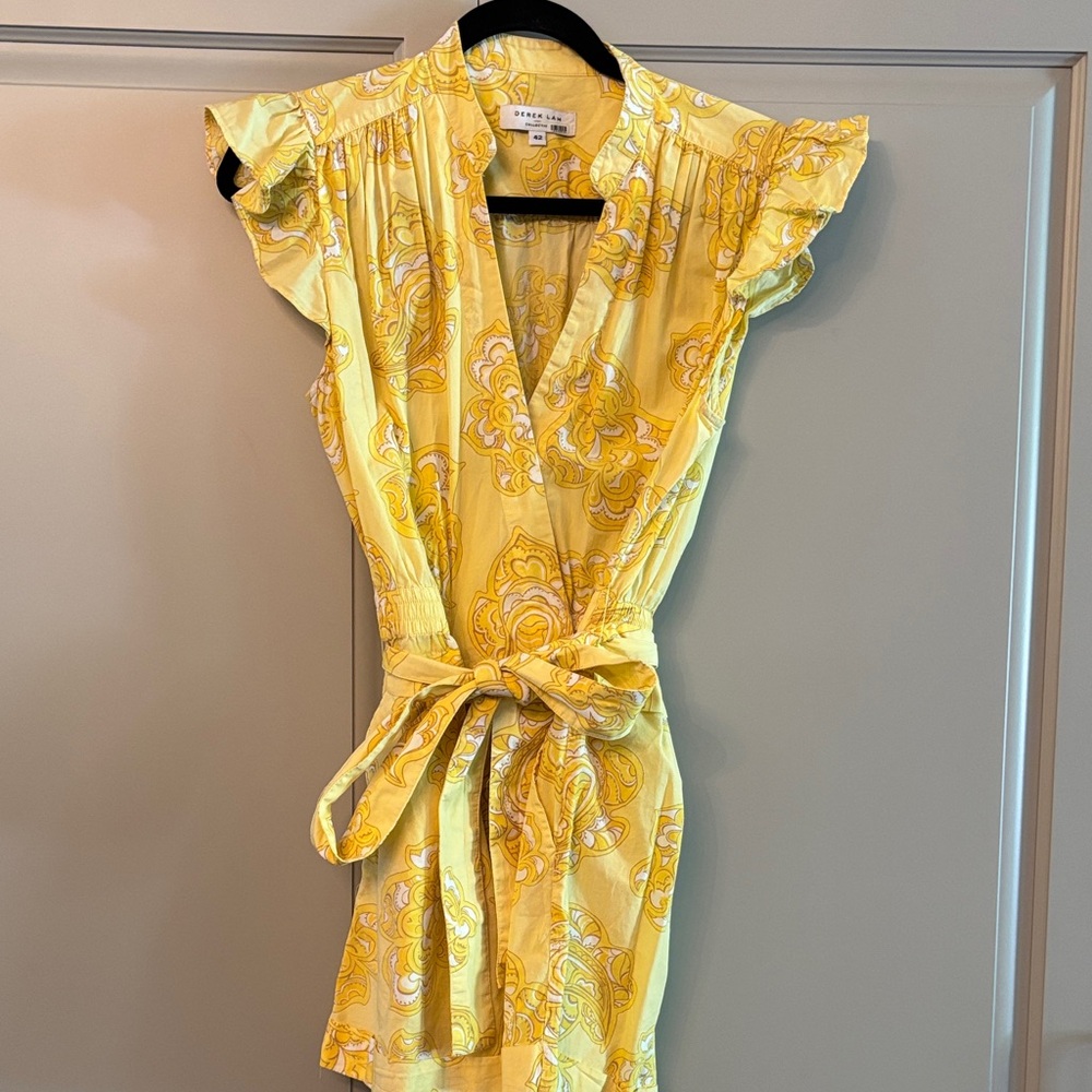 Derek Lam Yellow Floral Mini Shorts Romper